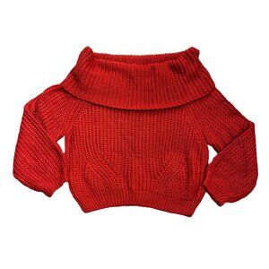 Lulus Carmichael Red Off-the-Shoulder Knit Sweater